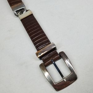 Brighton Womens Brown Embossed Belt Rose Gold Links M 29 44709 Boho Distressed.